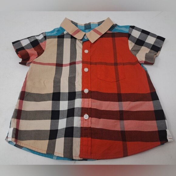 Burberry Children Baby Boys Colorblock Nova Check Button Up Shirt 4M 75cm - Picture 1 of 10